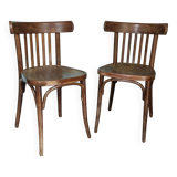 Set of 2 vintage wooden bistro chairs
