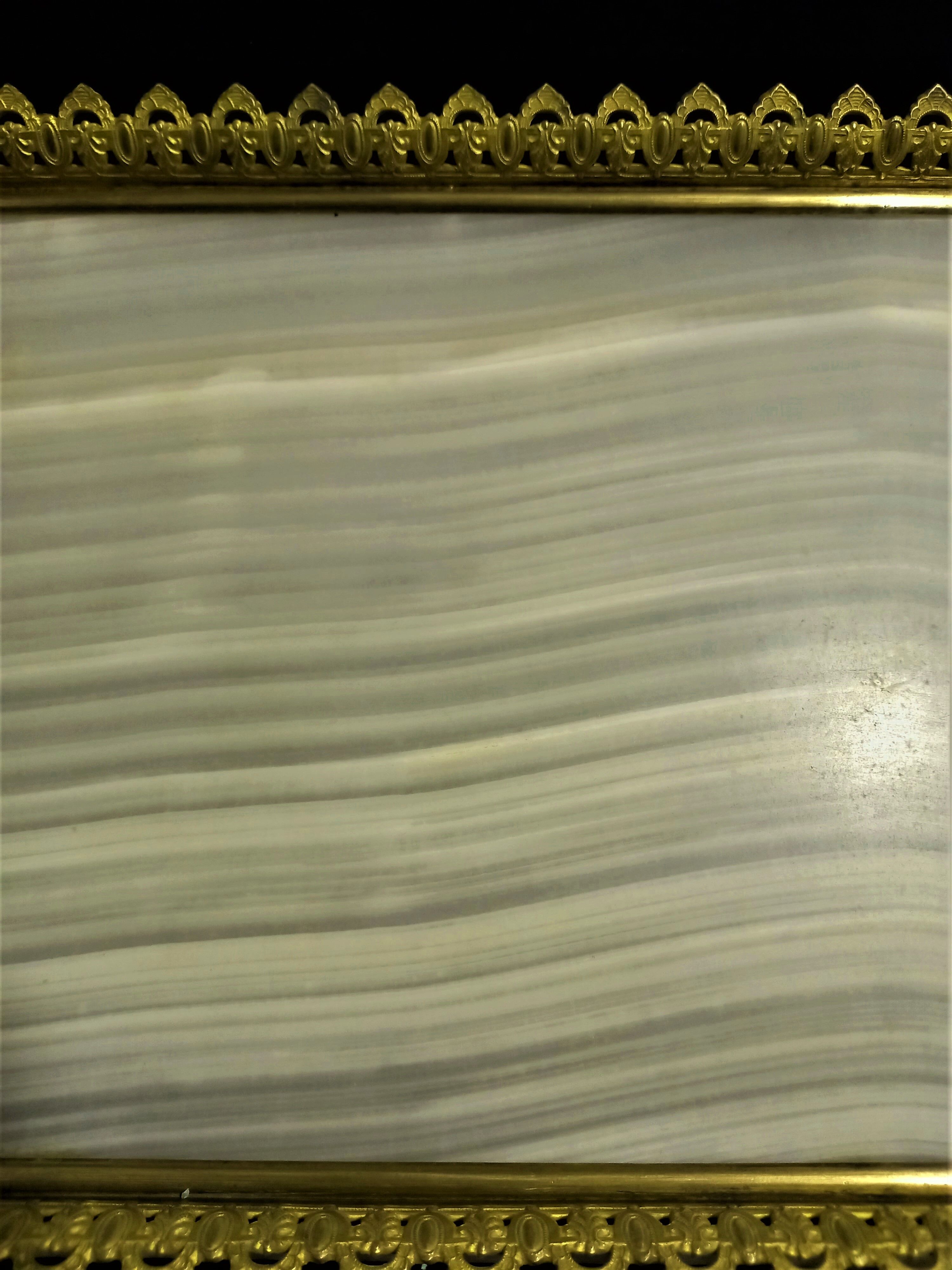 Onyx desk top with brass gallery