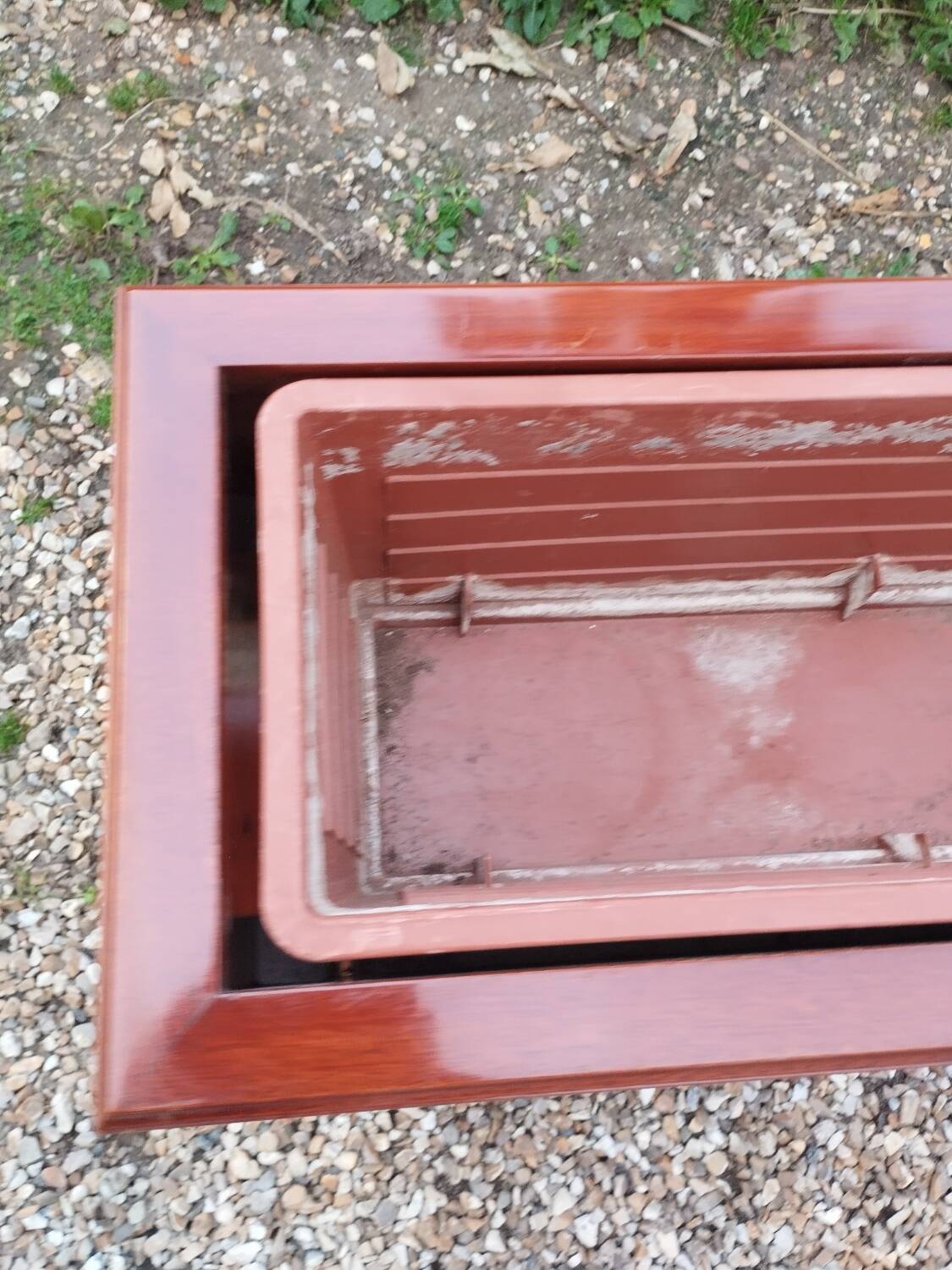 Meuble ancien jardinière en acajou style Louis XVI