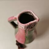 Old Pitcher, Jug, Carafe in Pink and Brown Ceramic Vallauris Style Vintage