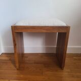 Antique Art Deco piano bench stool rosewood white bouclette fabric