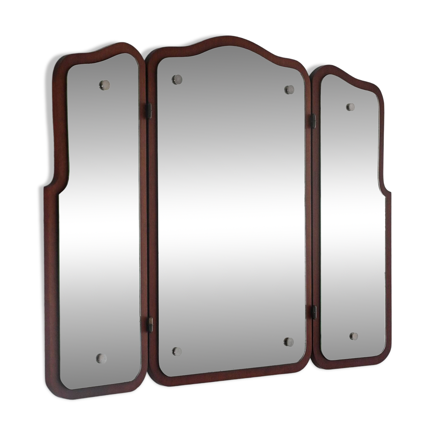 Vintage Scandinavian Mirror with Folding Side Panels