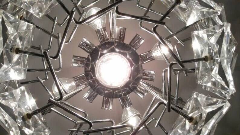 Big Design Glass Chandelier - Kinkeldey, 1970s