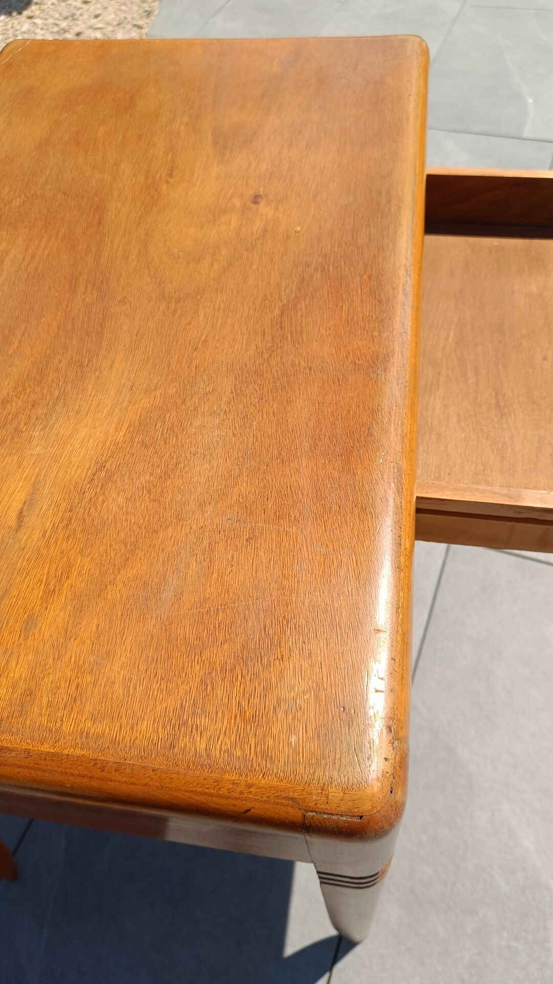 Vintage Scandinavian-style wooden table with drawer, 1950s-60s.