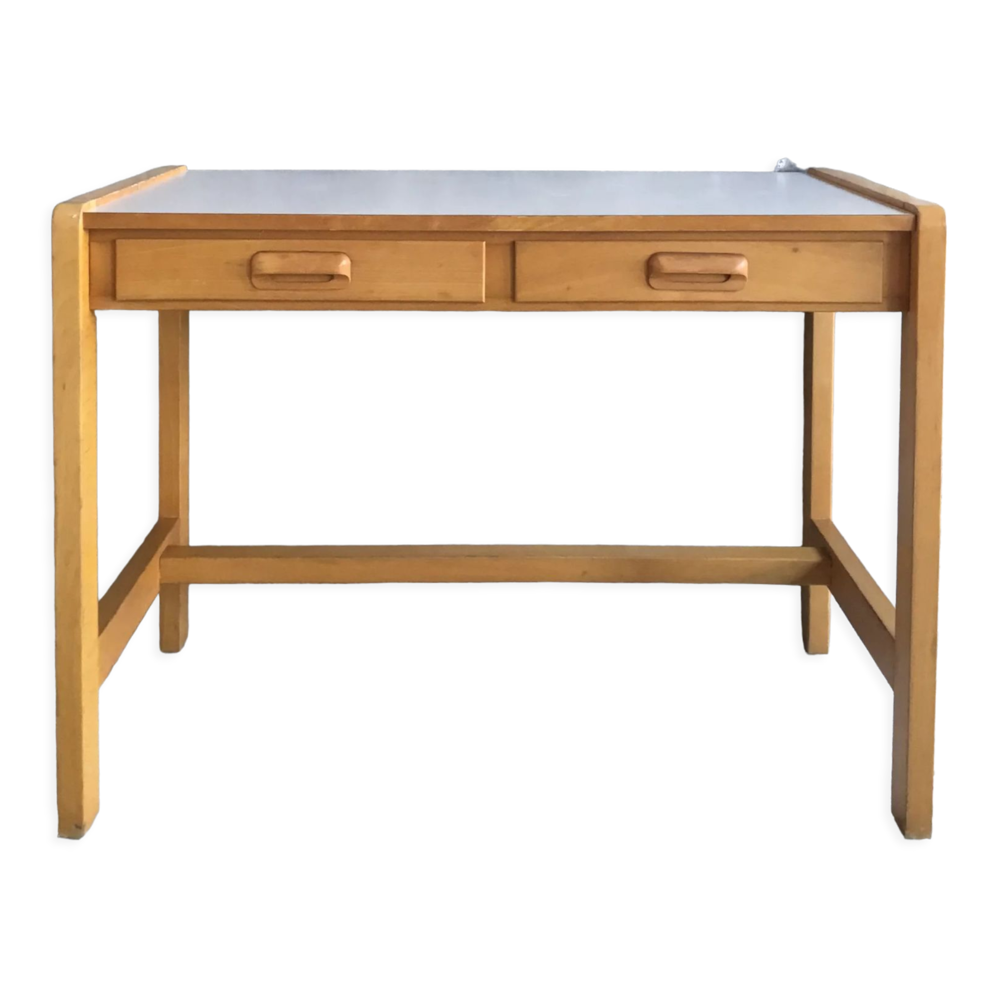 Vintage desk with 2 pine drawers and laminate coating