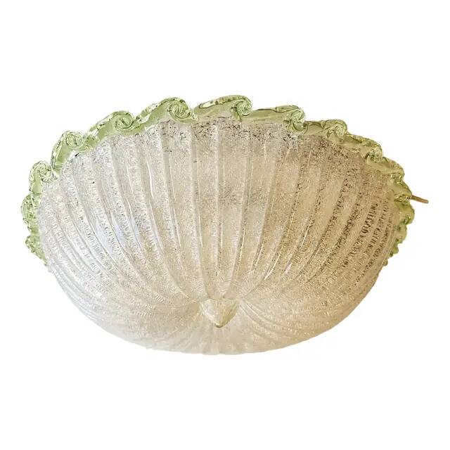 Italian White Graniglia Budinomurano Glass Flush Mount by Simoeng