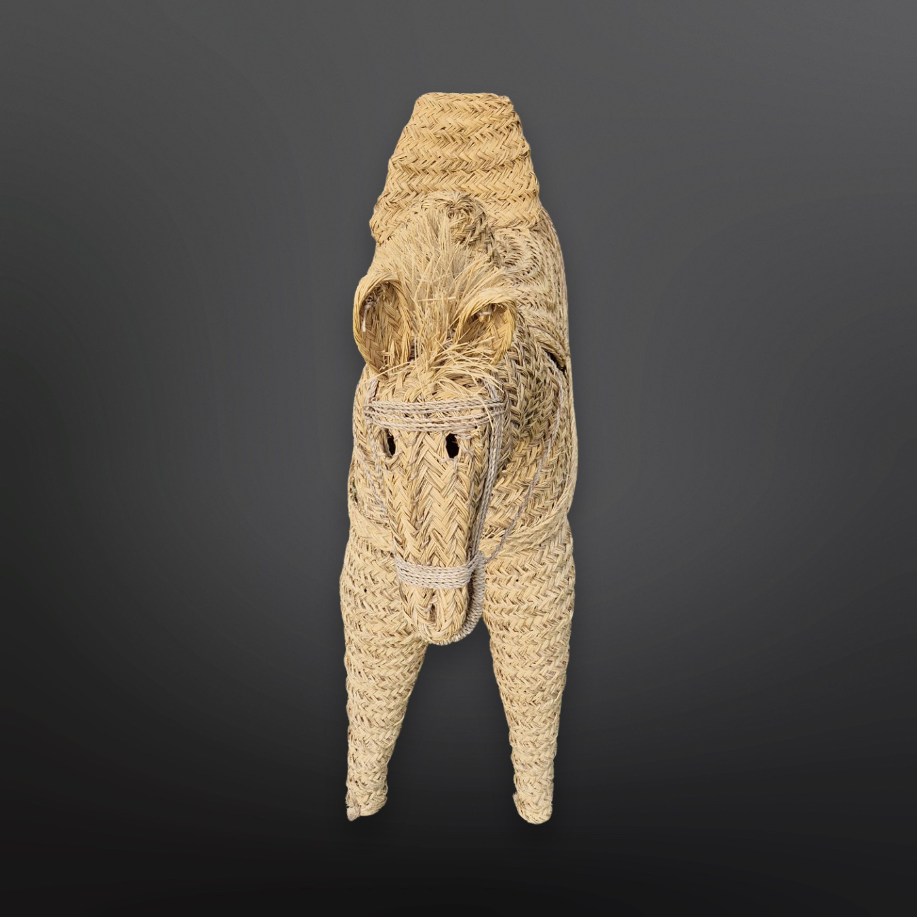 Hand crafted straw donkey, Marocco 1970s