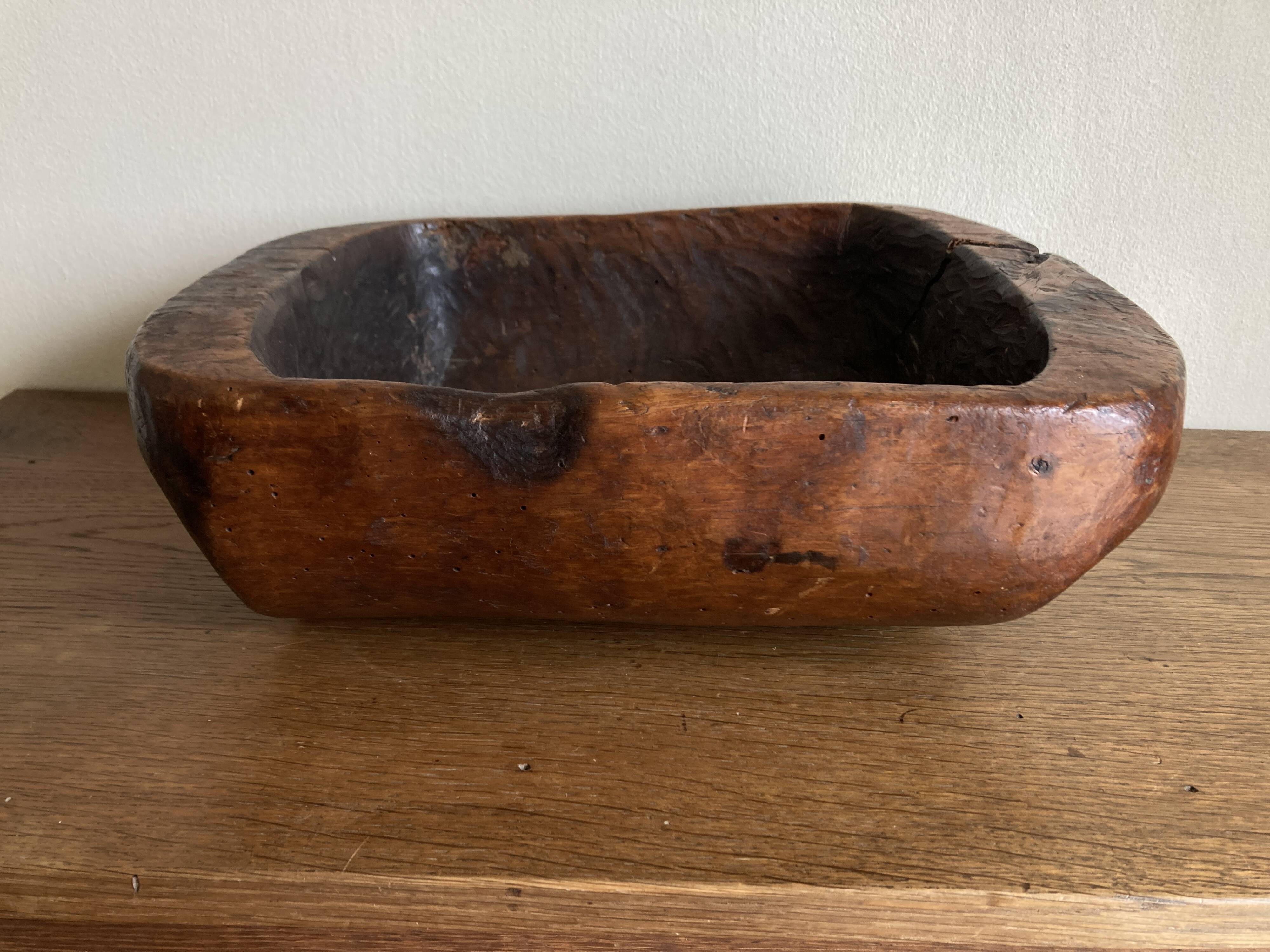 XXL monoxyl cup, mountain folk art with ears, 19th century