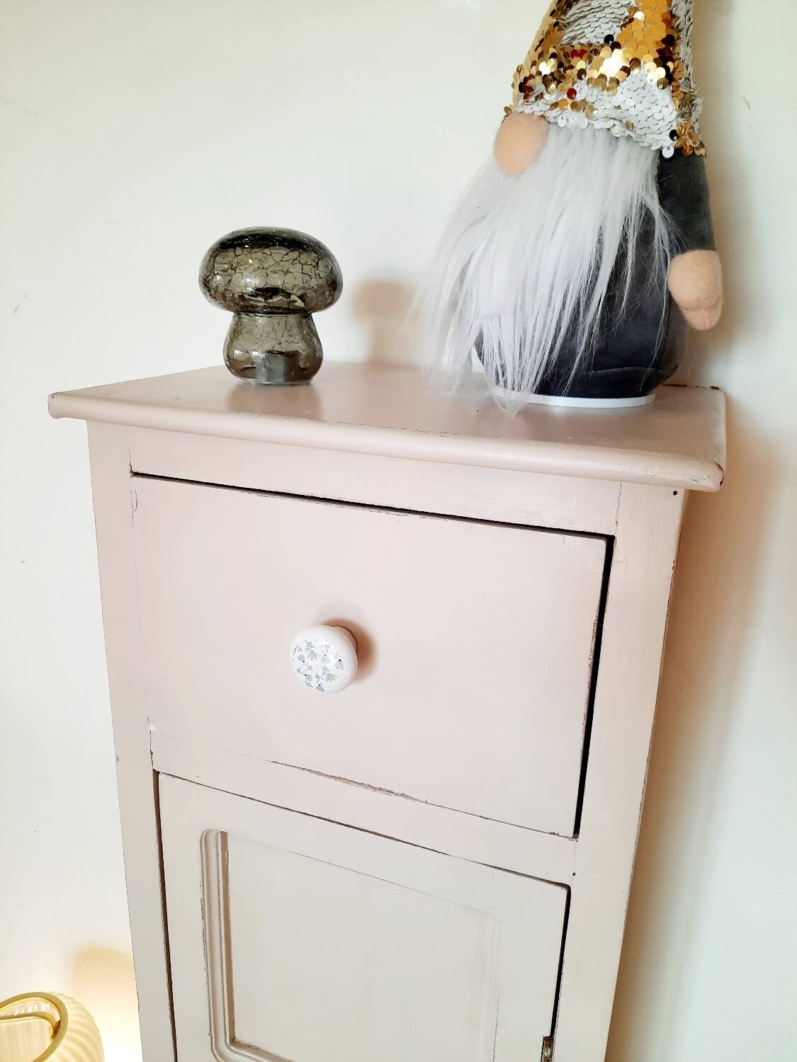 Antique tall cabinet painted white