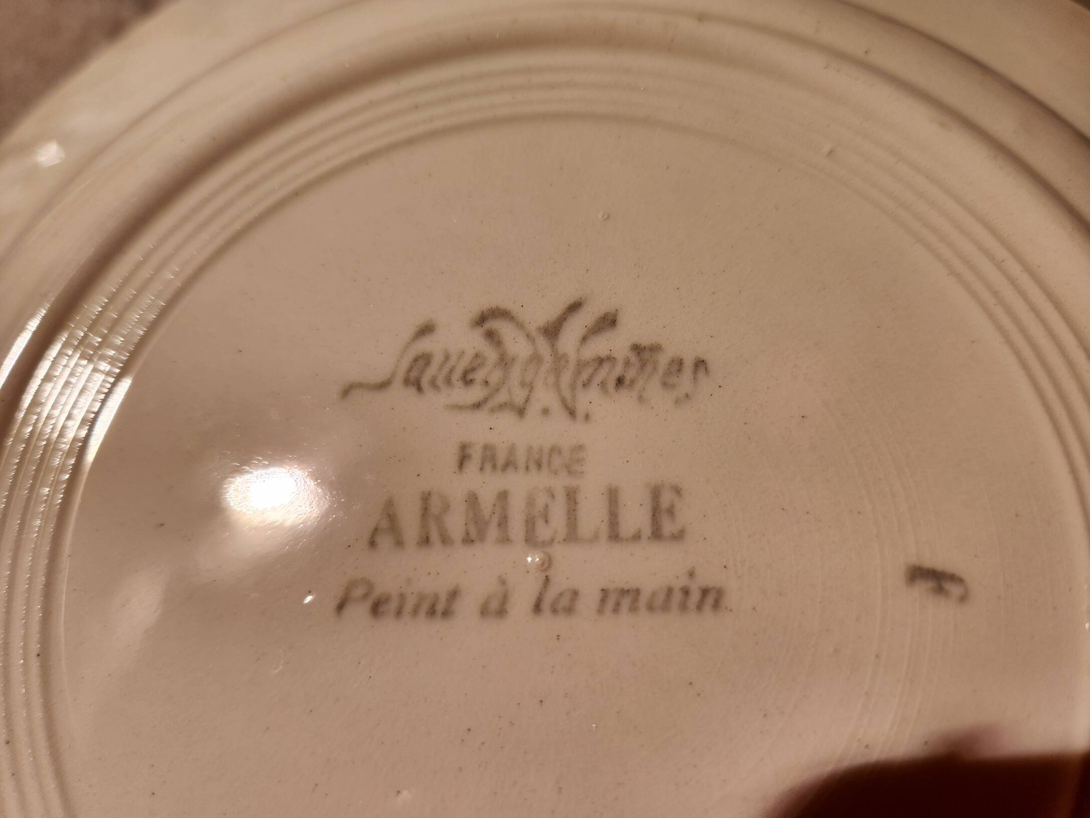 12 deep plates Armelle Sarreguemines hand-painted
