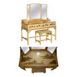 Chinoiserie dressing table in walnut with stool