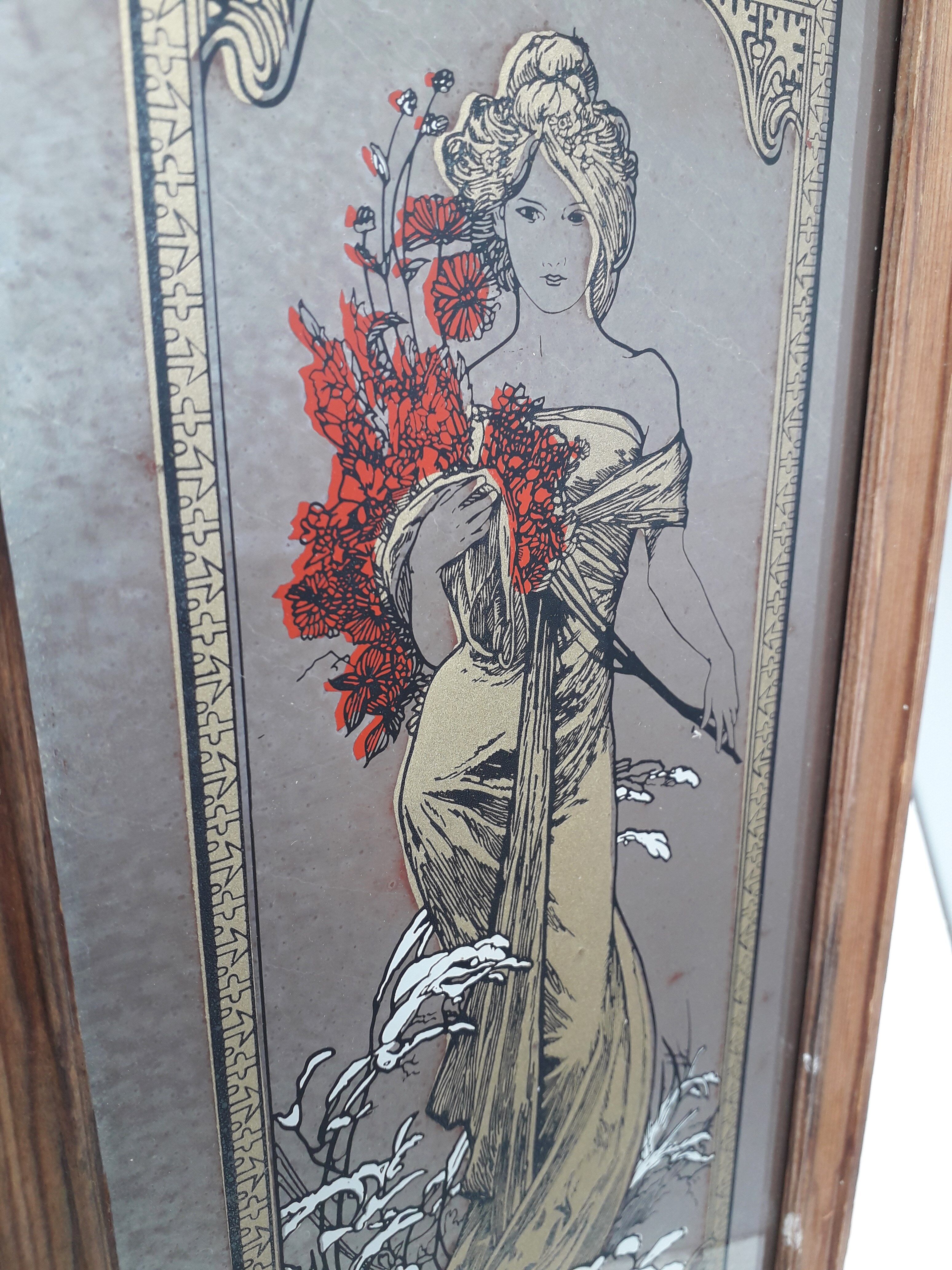 Alphonse Mucha painting mirror illustrated 1960