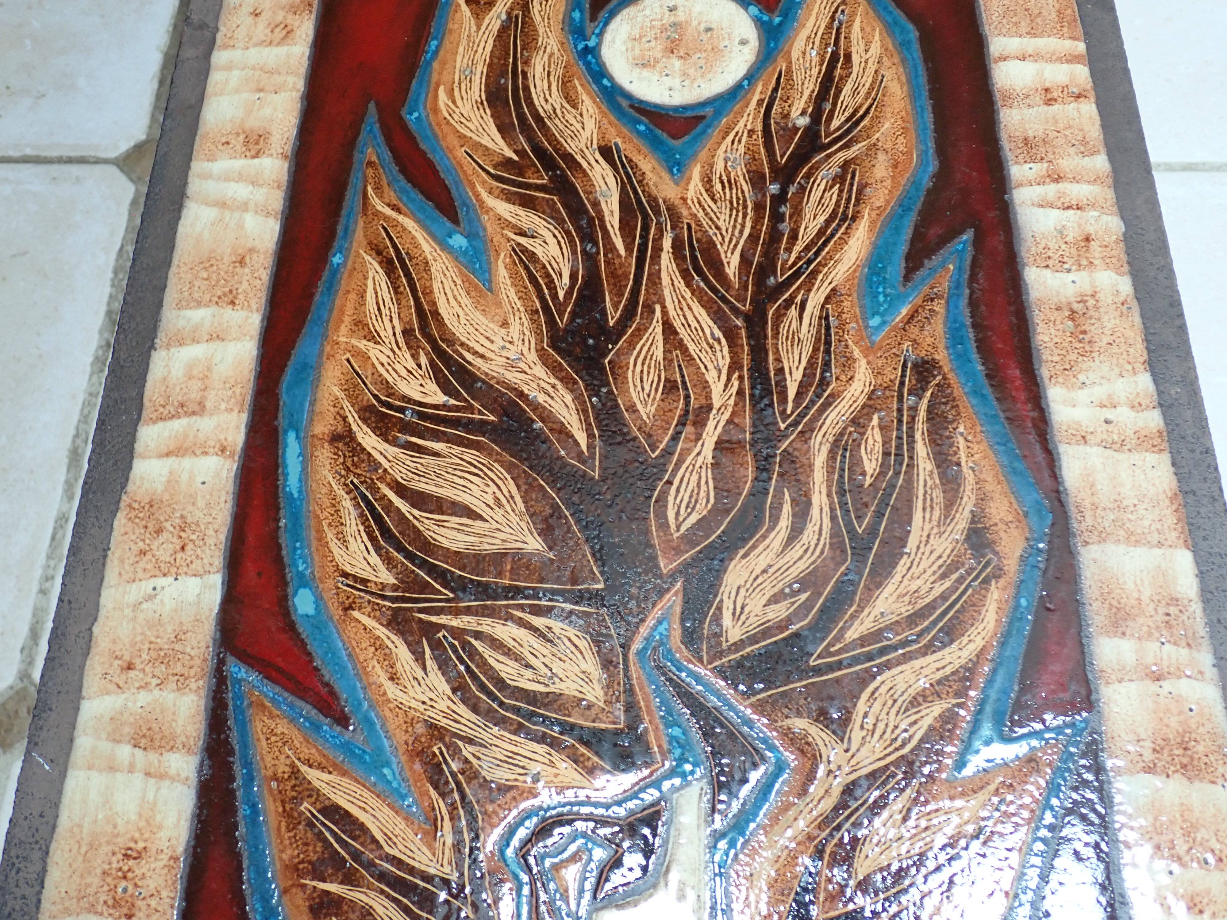 Enameled lava coffee table by Jean Jaffeux