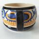 Quimper cup Paul Fouillen stylised decoration blue ochre circa 1940