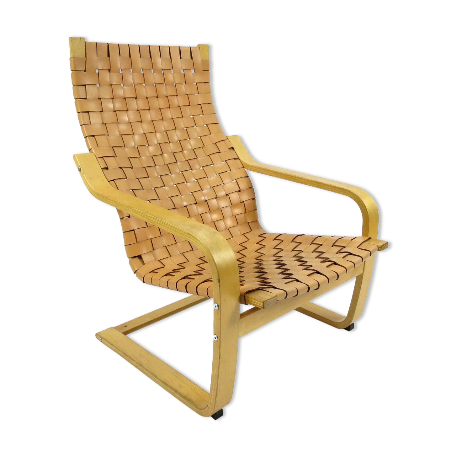 Leather and beechwood armchair by Noboru Nakamura for Ikea, 1990s