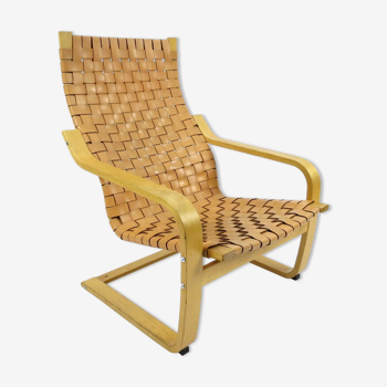 Leather and beechwood armchair by Noboru Nakamura for Ikea, 1990s