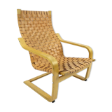 Leather and beechwood armchair by Noboru Nakamura for Ikea, 1990s