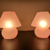 Paire de lampes champignon en verre