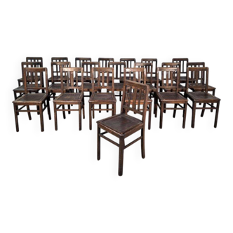 Set of 21 beech café chairs.