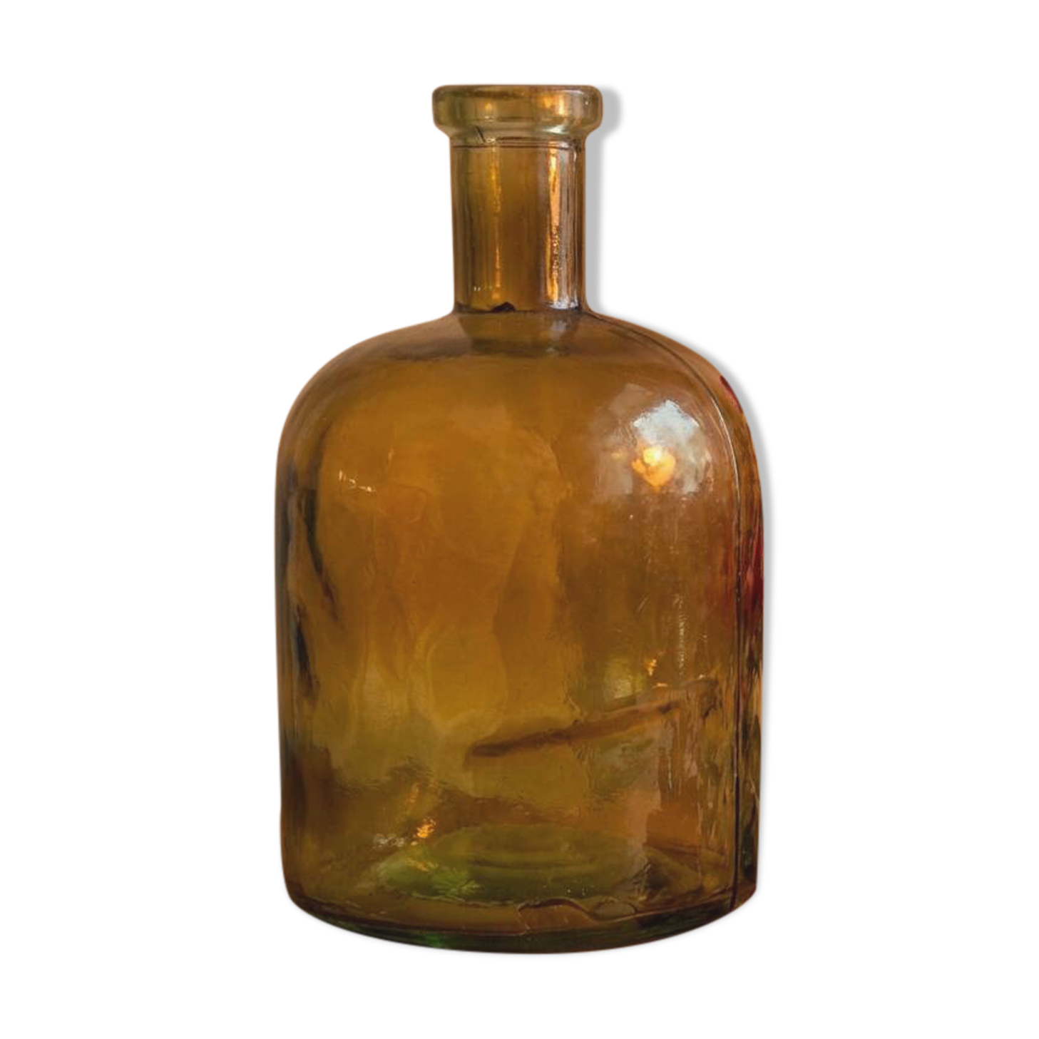 Vintage amber glass bottle – dame jeanne decor – flea market style