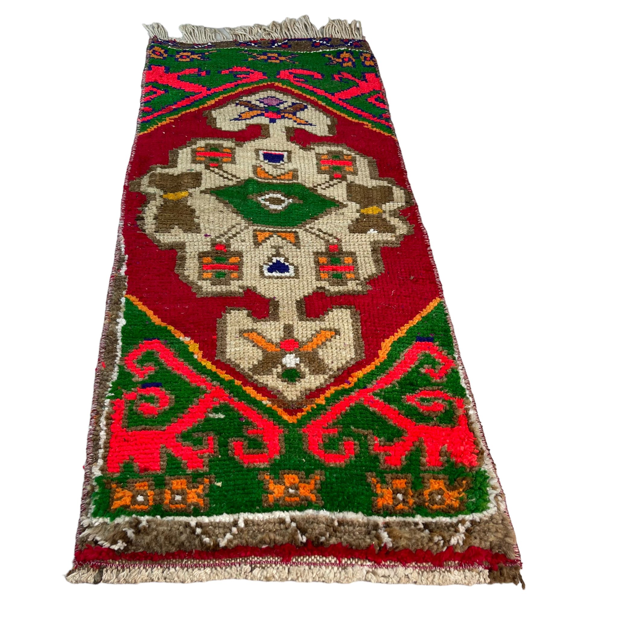 Vintage turkish pastel rug , 100 x 43 cm