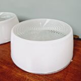 Plafonnier industriel Holophane en verre opaline blanc et transparent (7 disponibles)