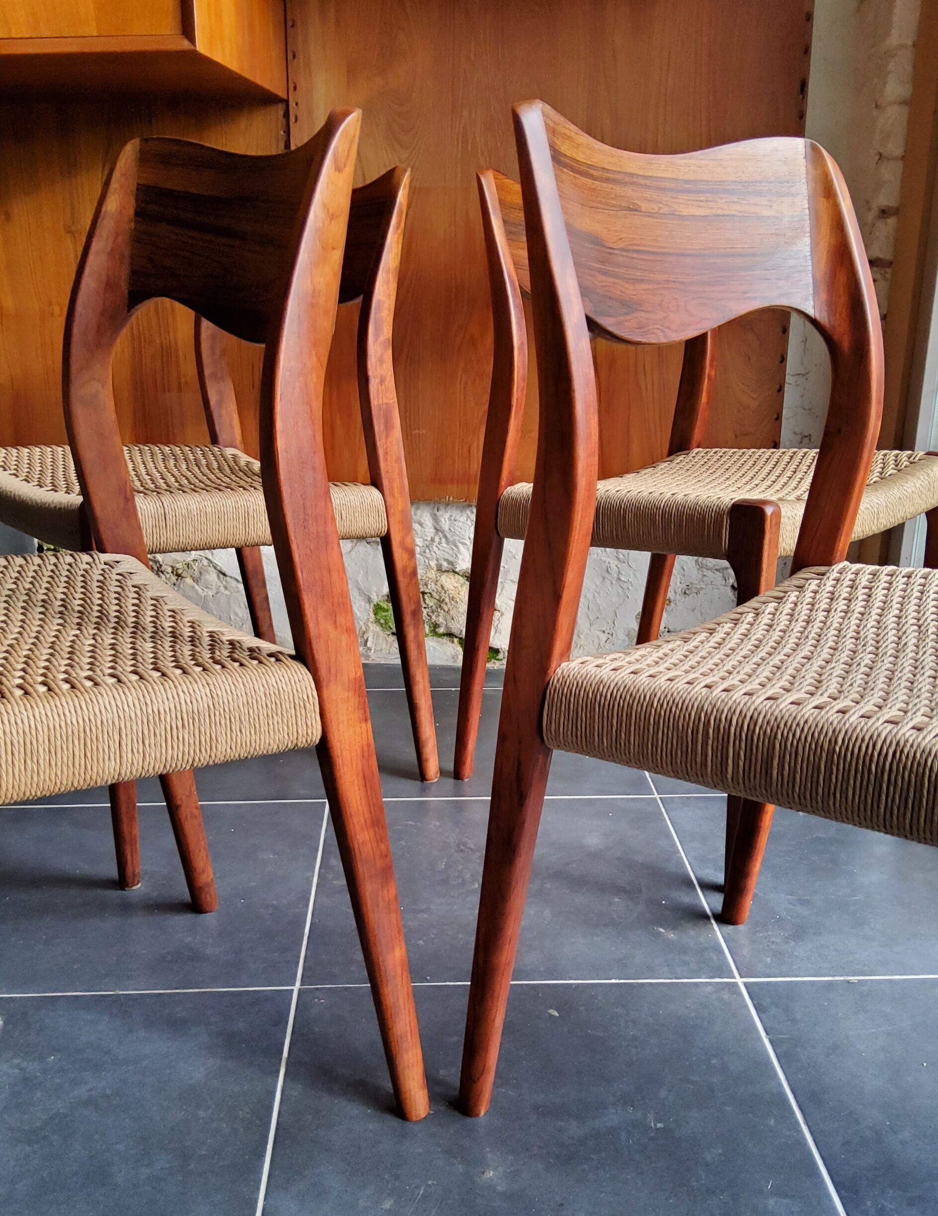 4 rosewood chairs by Niels Otto Møller model 71, Denmark 1950