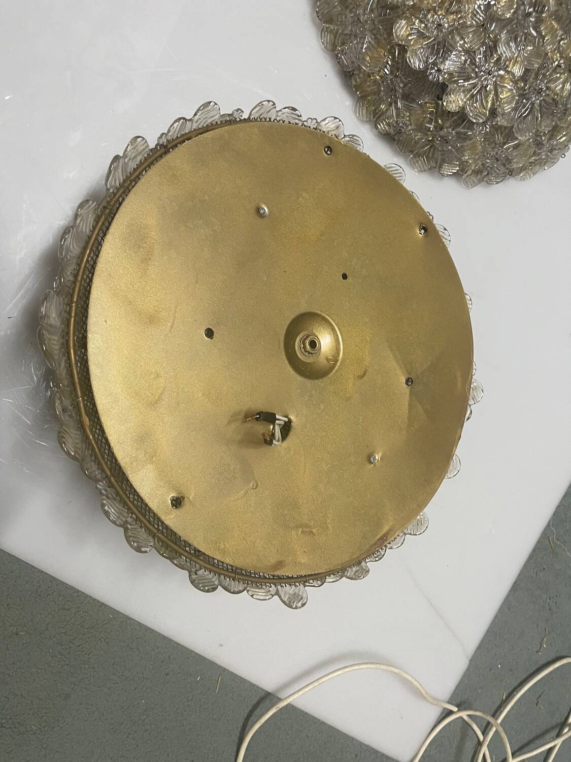 Murano Glass Flower Seguso Flushmounts Set of 2 1960’s