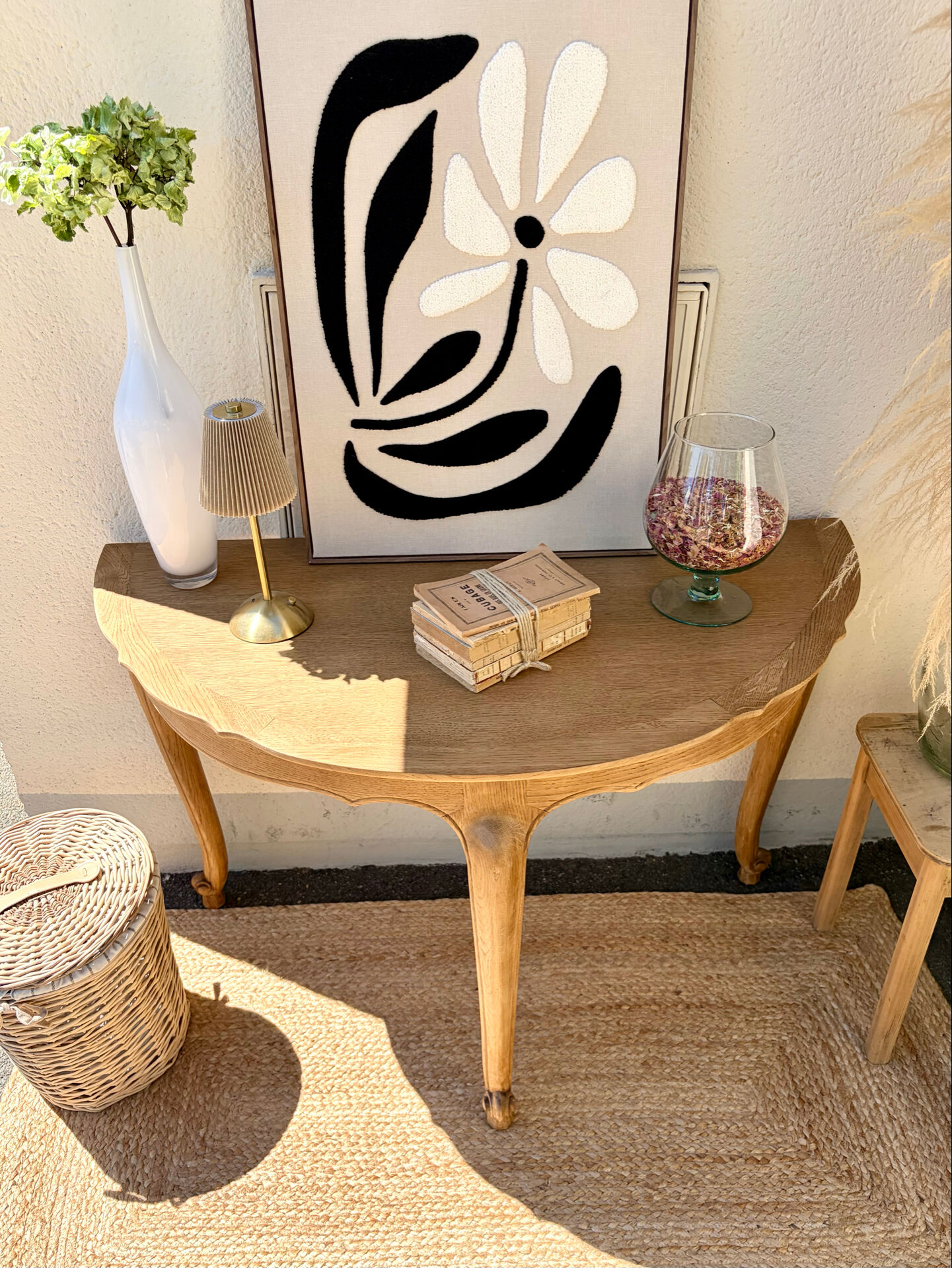 Golden oak console