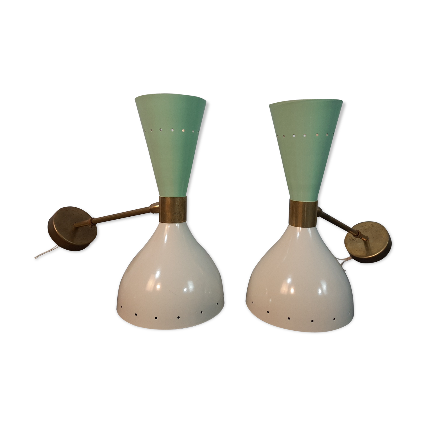 Pair of Italian two-tone appliques in vintage 1950s style