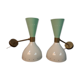 Paire d'appliques bicolores italiennes dans le style vintage 1950
