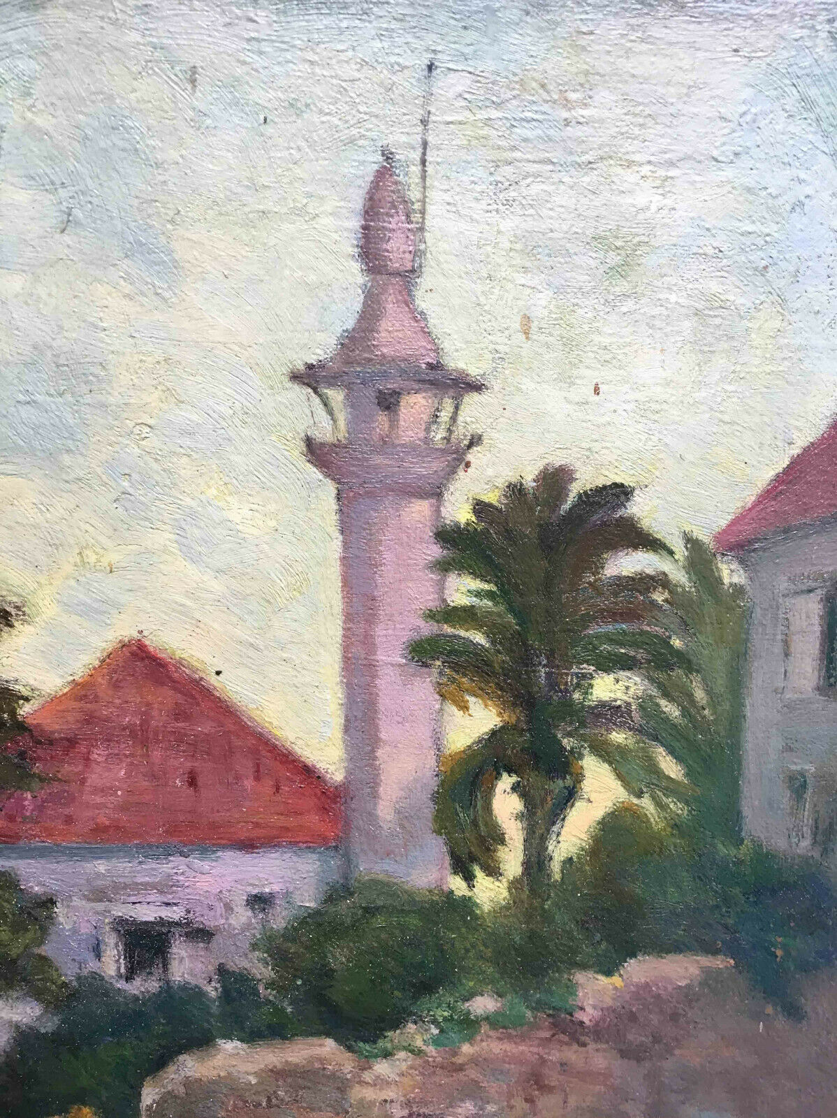 Tableau HSC Orientaliste "Femmes devant le Minaret" début XX° siècle