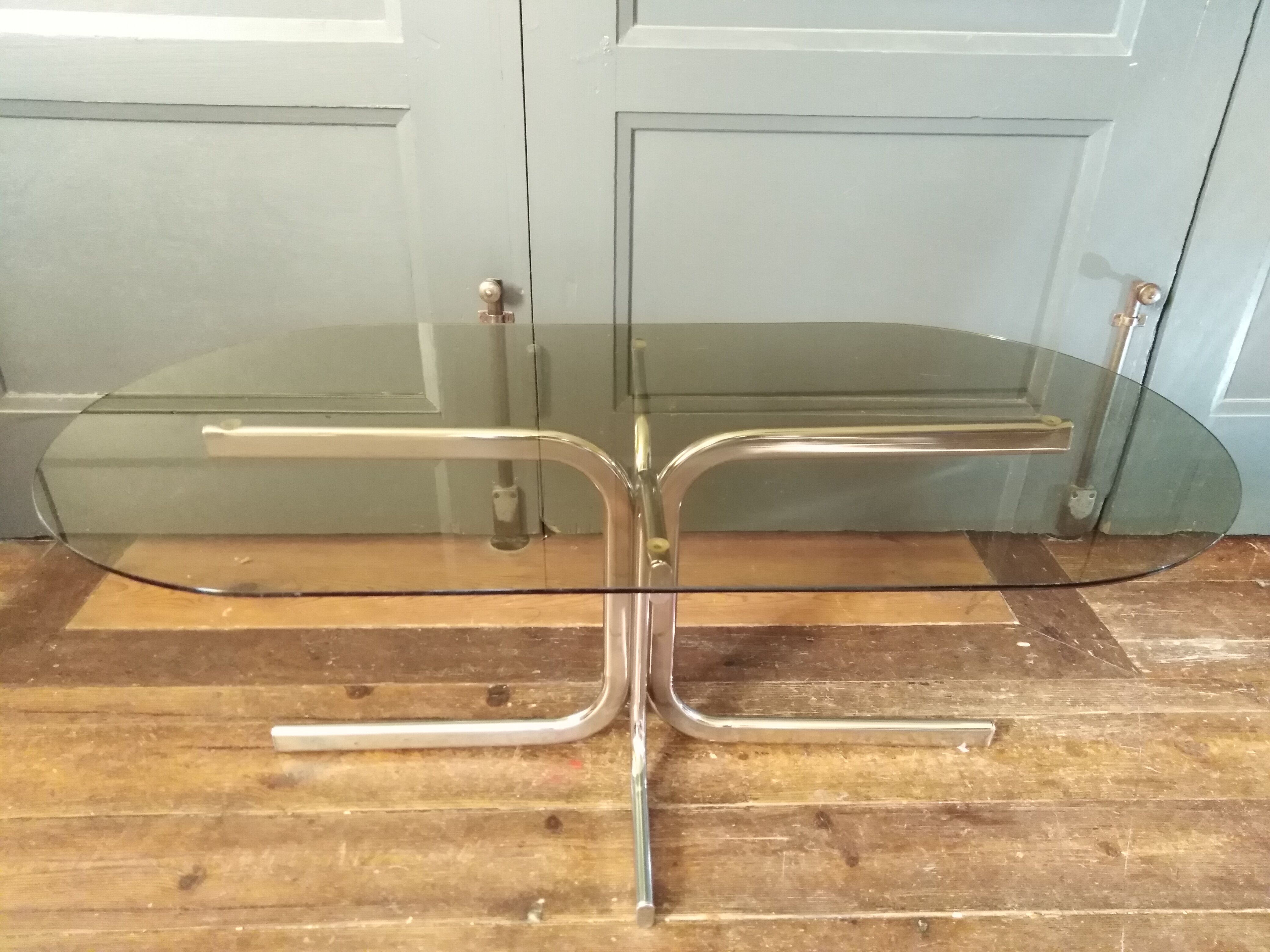 Glass and chrome coffee table 1970