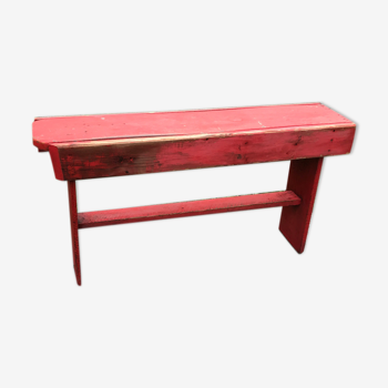 Vintage red wooden bench 1960