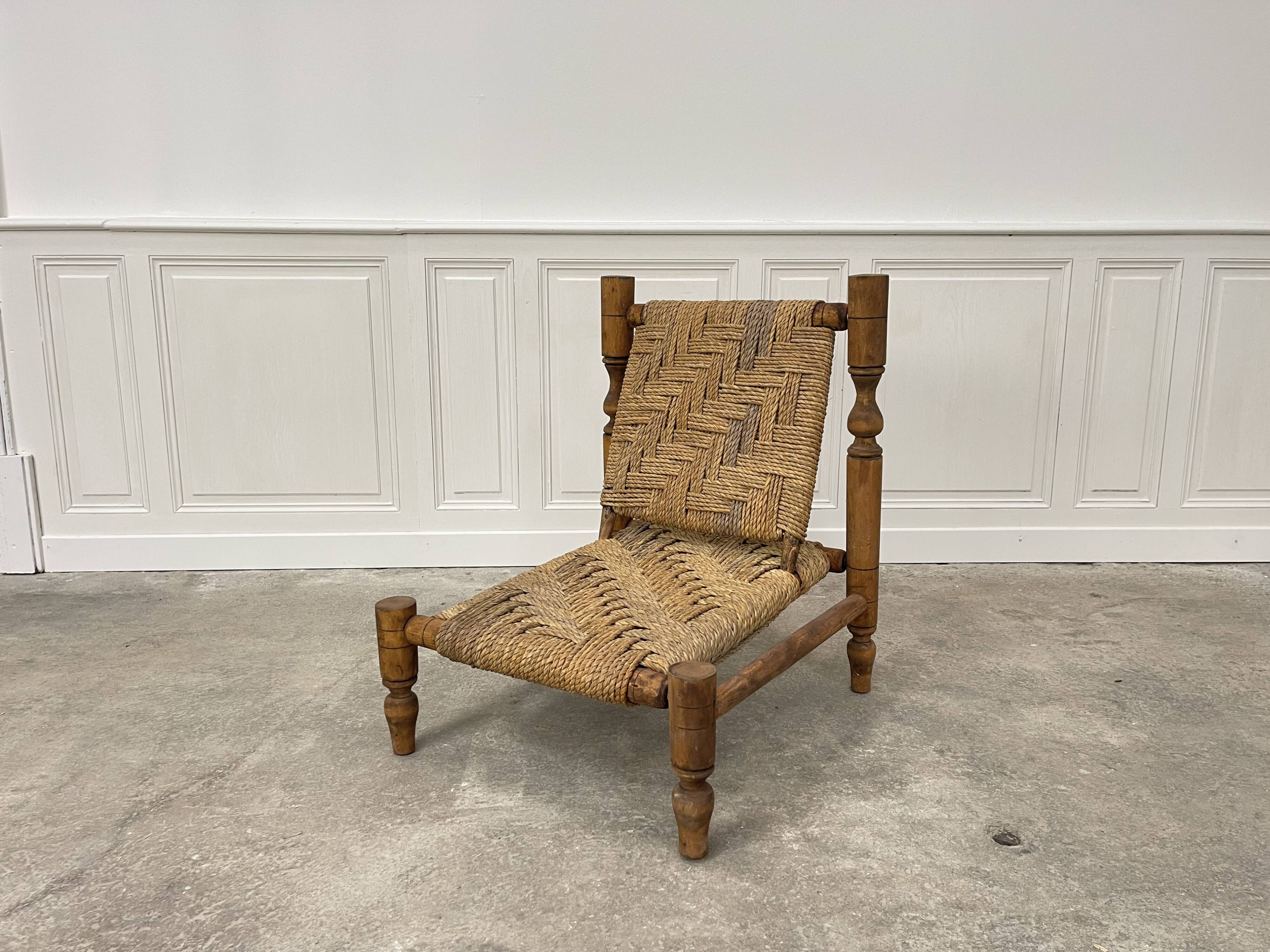 Rope and beech armchair
