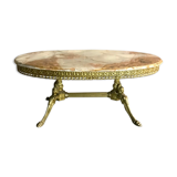 Coffee table Green marble and brass