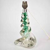 Vintage French Crystal Table Light | Mid Century Emerald Green Accent Light Bedside | Lead Twisted Glass | Val St Lambert Seguso Murano 1950