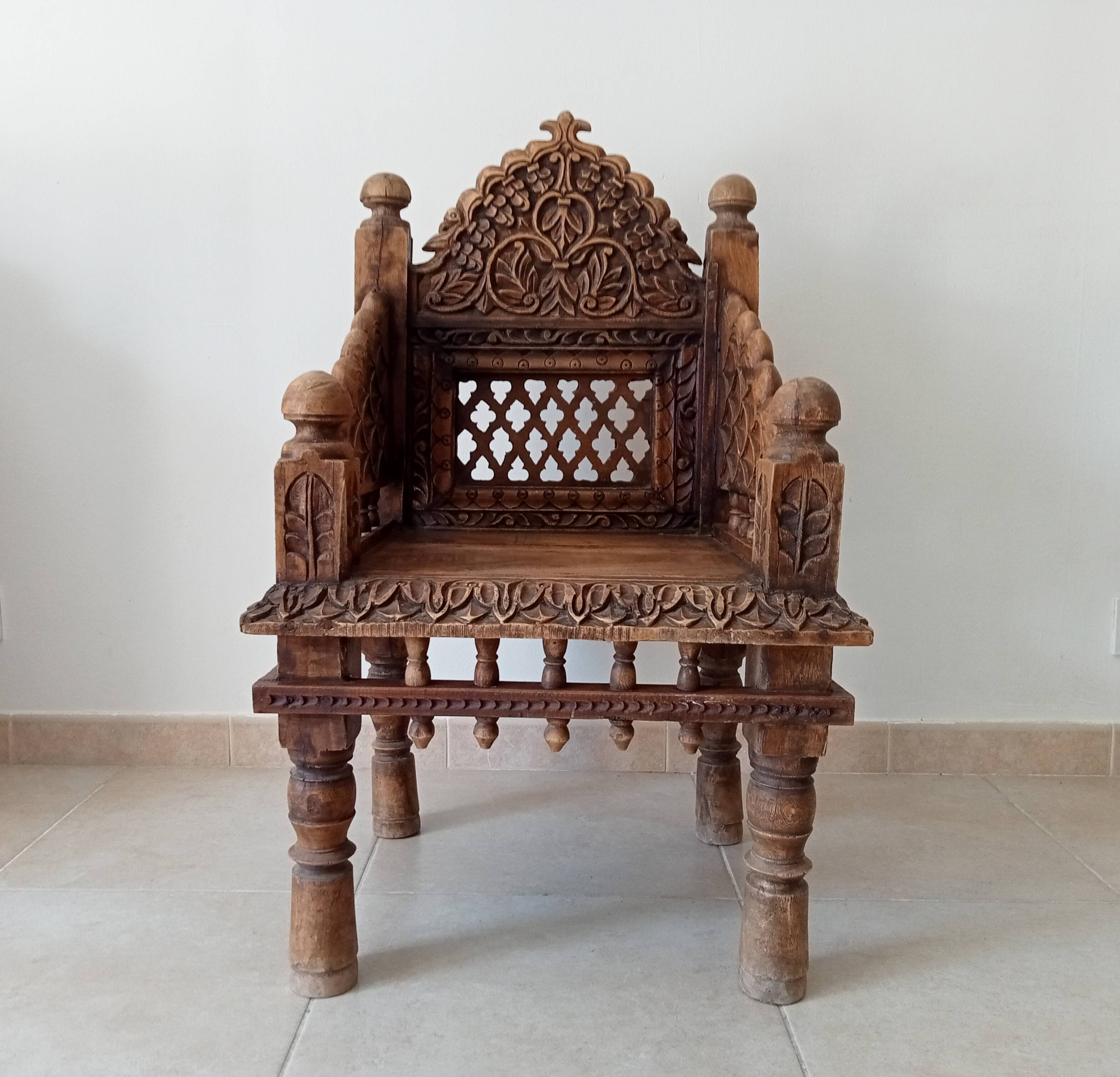 Fauteuil Ancien Pidha Rajasthan XIXeme en Palissandre
