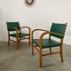 2 armchairs bridge vintage year 50 wood and vinyl