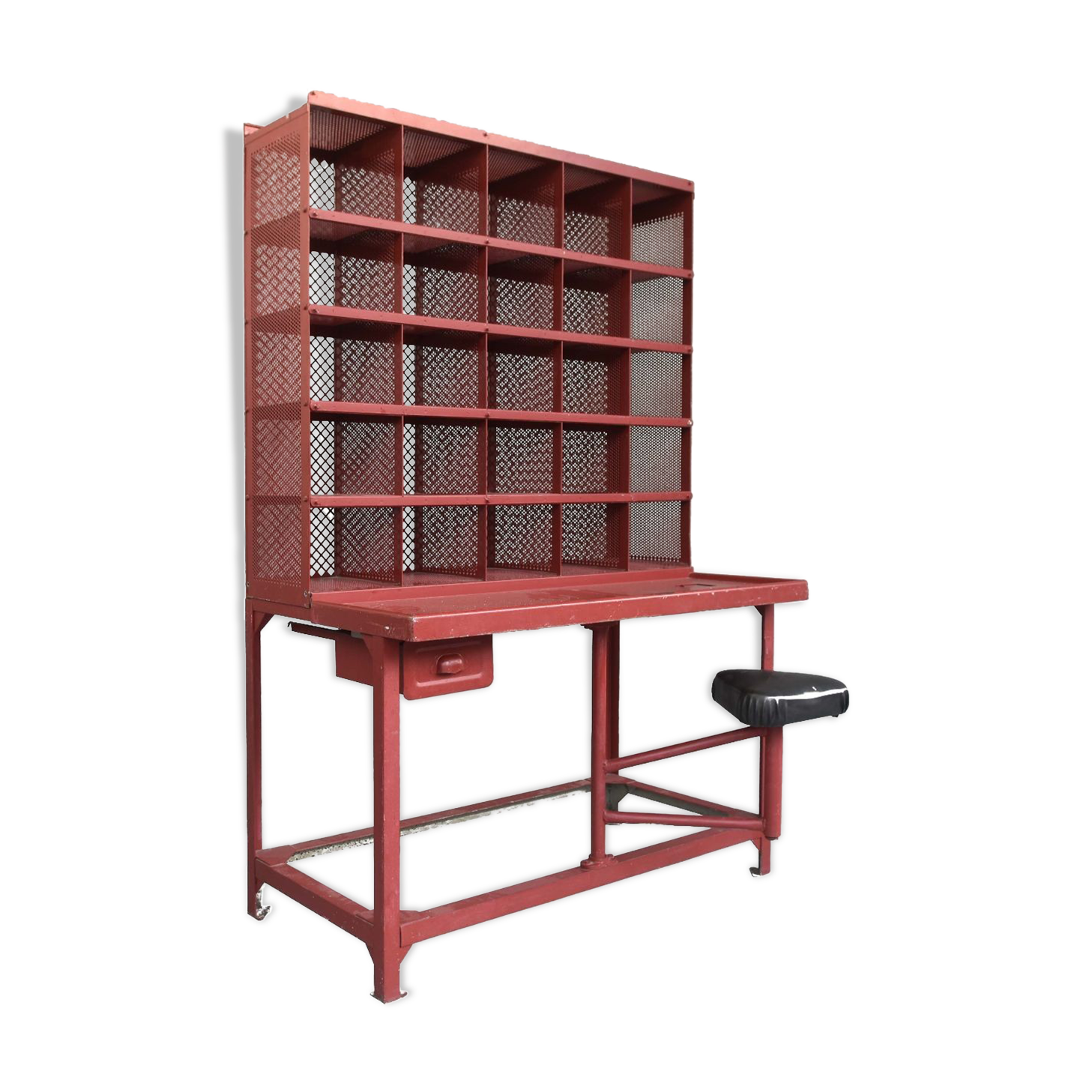 Red Tolix industrial style postal sorting locker