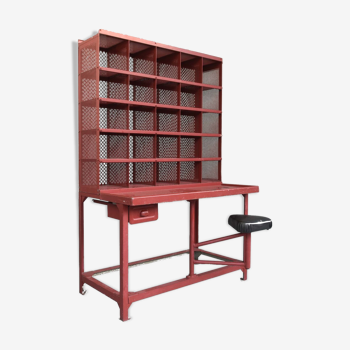 Casier de tri postal Tolix rouge style industriel