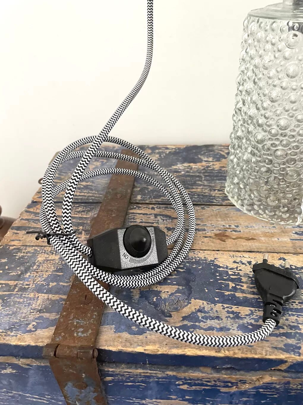 Set of two new vintage electrified bubble glass walking lamps