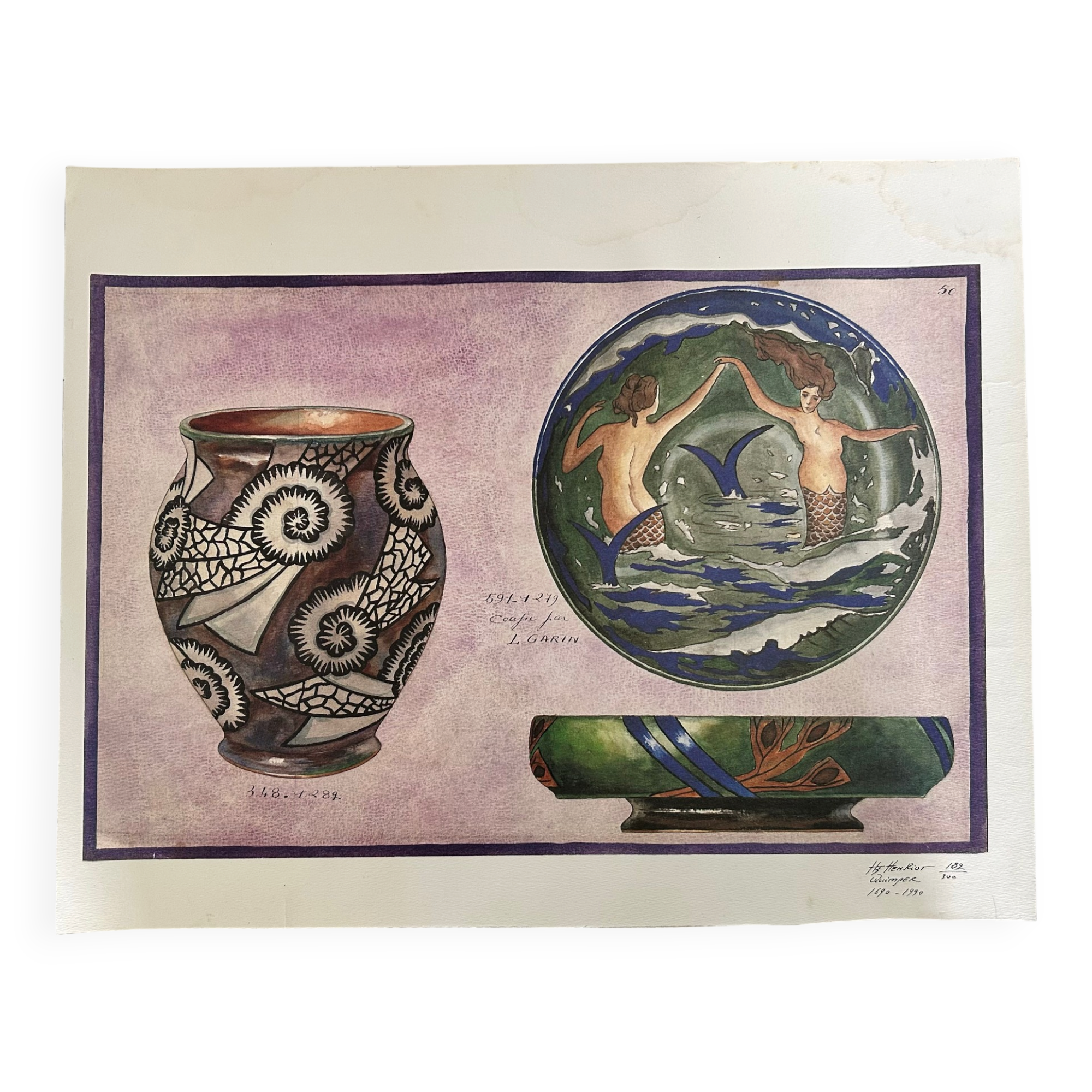 Lithograph HB Henriot Quimper signed and numbered