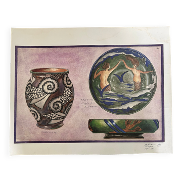 Lithograph HB Henriot Quimper signed and numbered