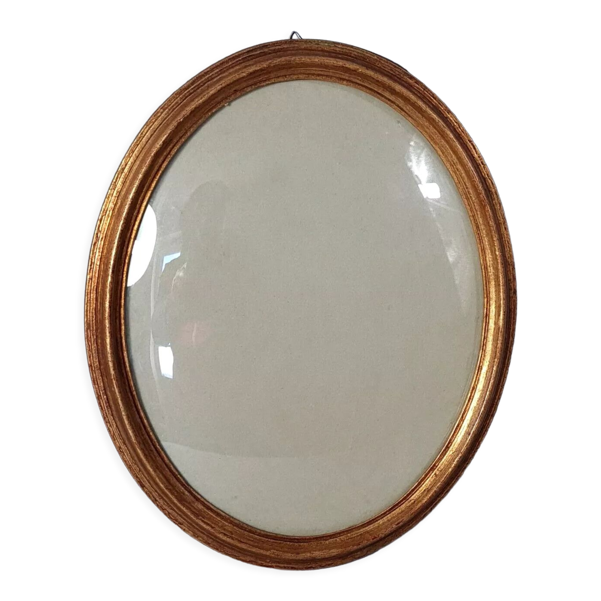 Oval frame curved glass gilded wood gold leaf 34x28 foliage 29.5x23.5 cm SB