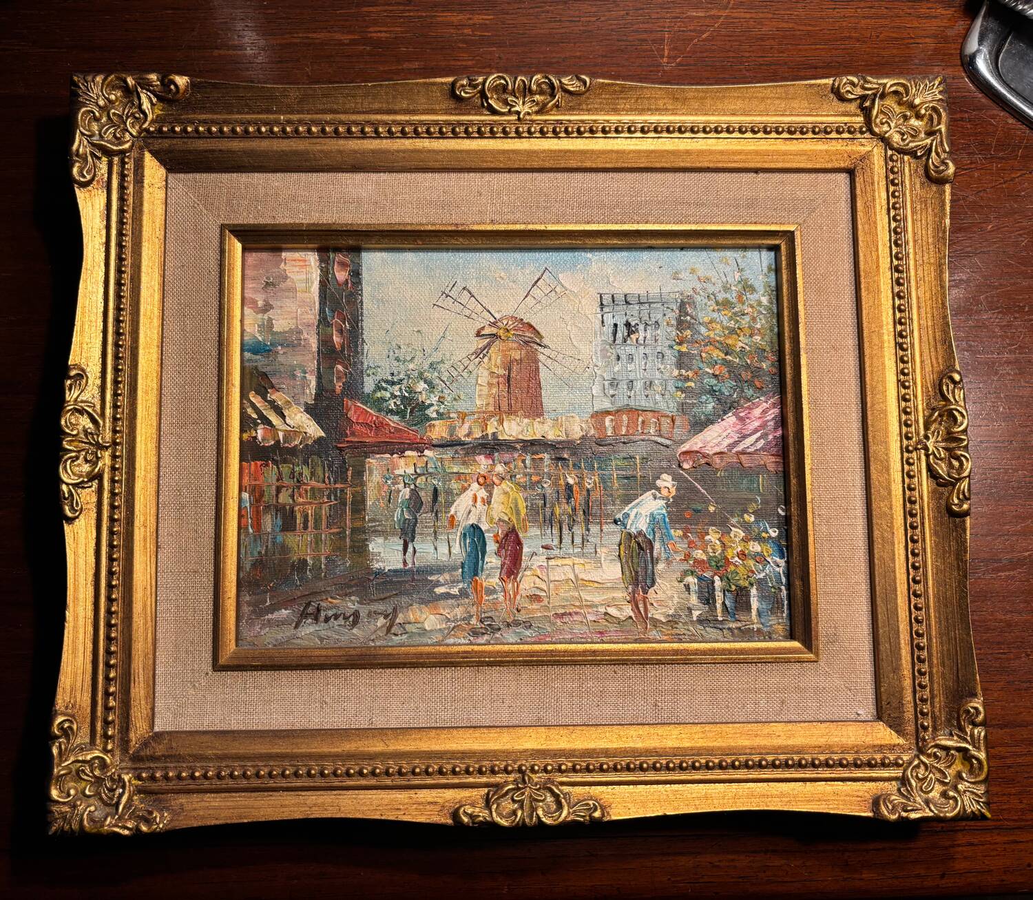 Oil painting. "Montmartre Moulin Rouge"