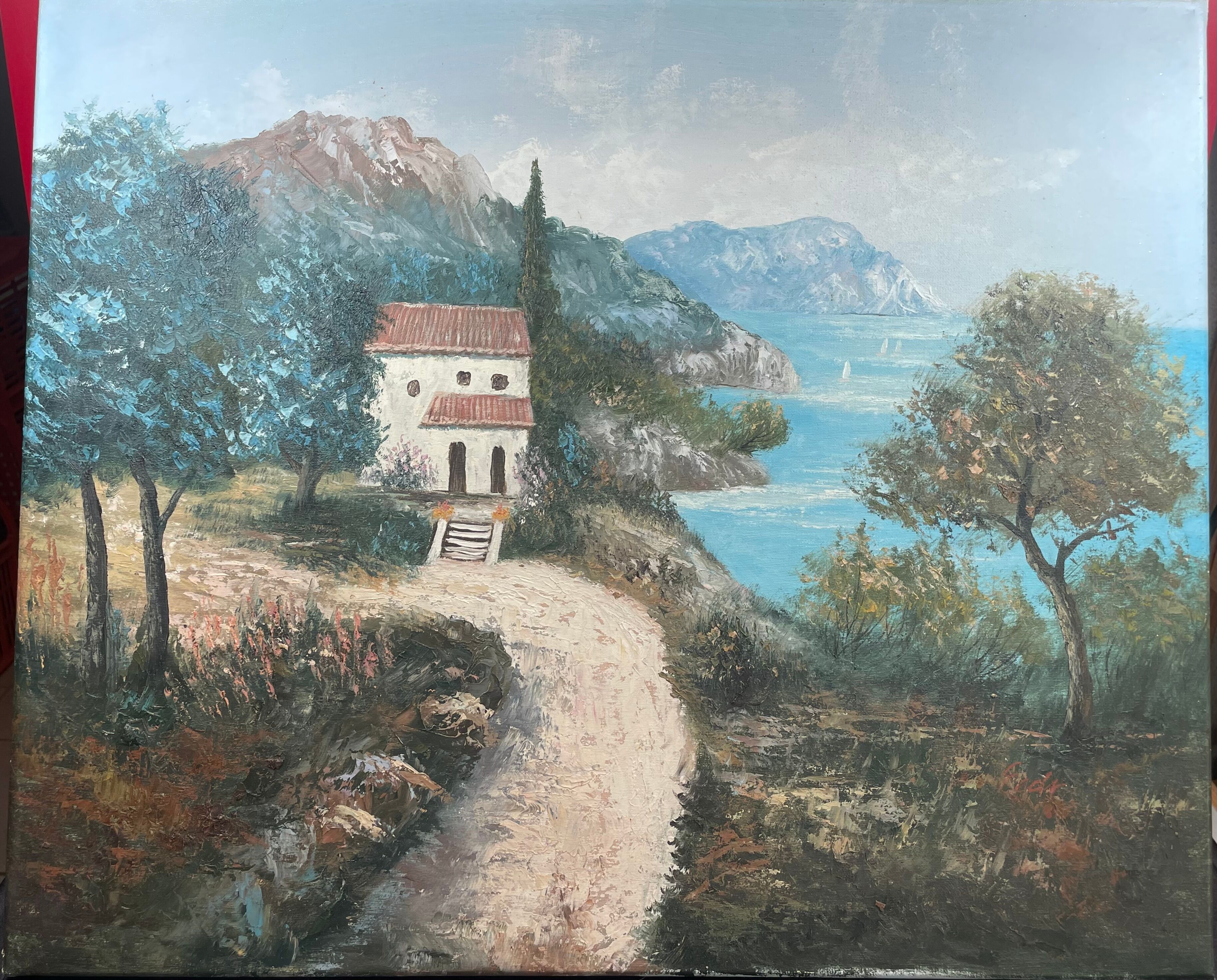 Painting without frame Oil on canvas Landscape of the Esterel
