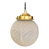 Vintage art deco globe pendant lamp in frosted glass