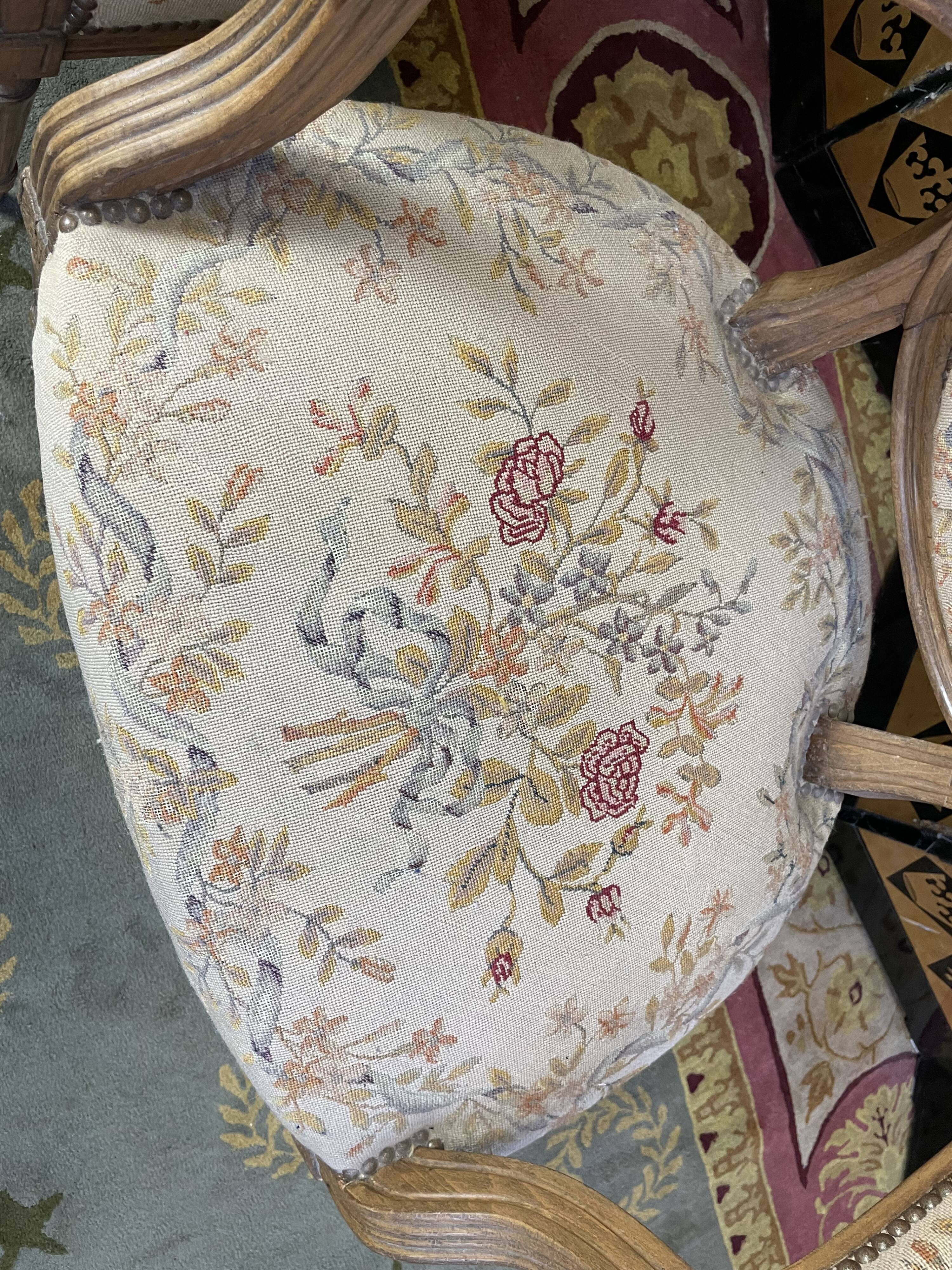 Pair of Louis XVI period medallion armchairs