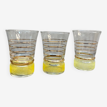 Lot de 3 verres vintage granité jaune